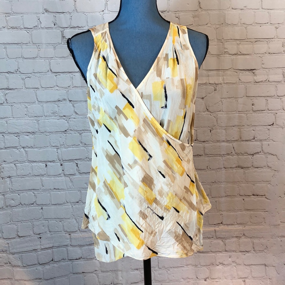WHBM White House Black Market Silk Wrap Blouse Top Sleeveless Small